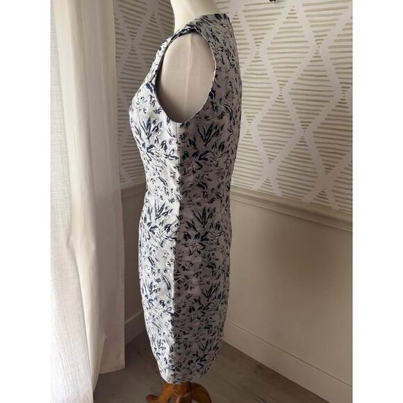 b Michael America Size 6 Navy Silver Jacquard Tank Cocktail Dress NWT - Picture 5 of 7